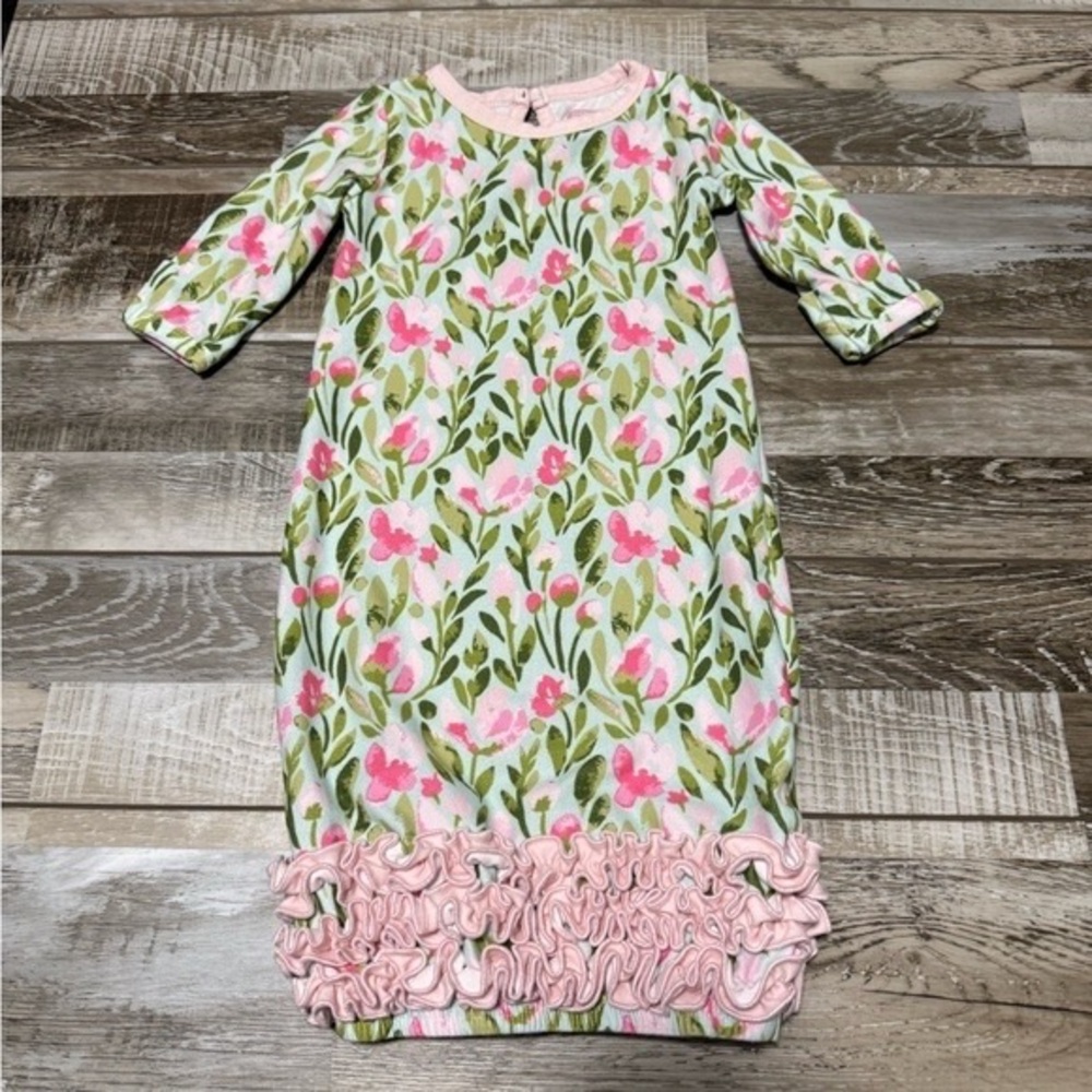 SweetHoney Floral Nightgown with Pink and Green